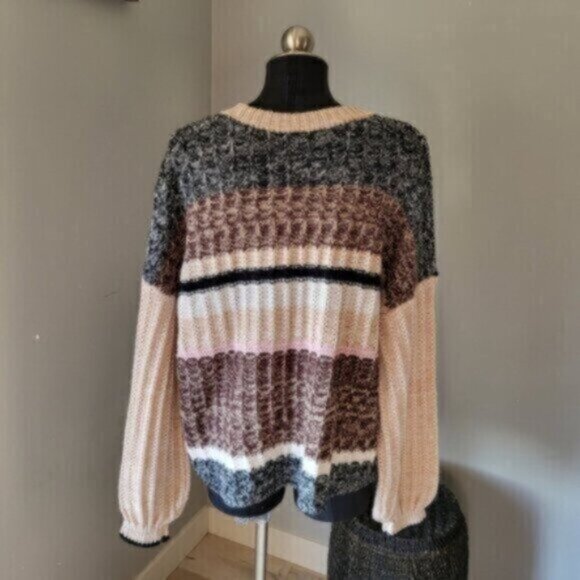 Soya Concept Puff Sleeve Oversized Cardigan Sweater NWT Sz Large - Picture 3 of 10